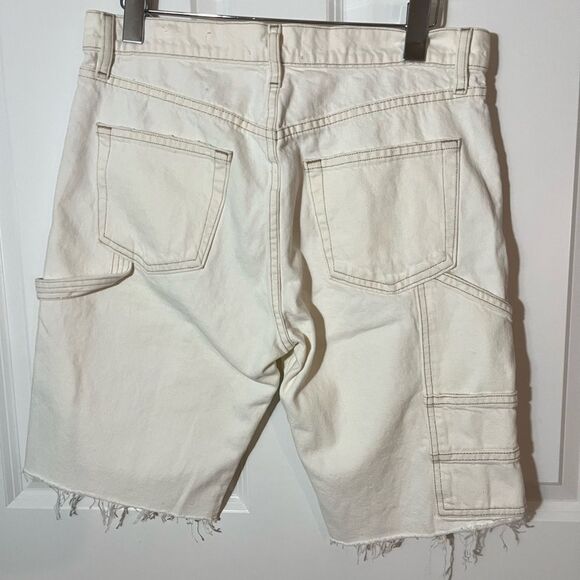 Nwt Frame Denim Le Slouch Off White Rips Bermuda Utility Shorts - Picture 6 of 6